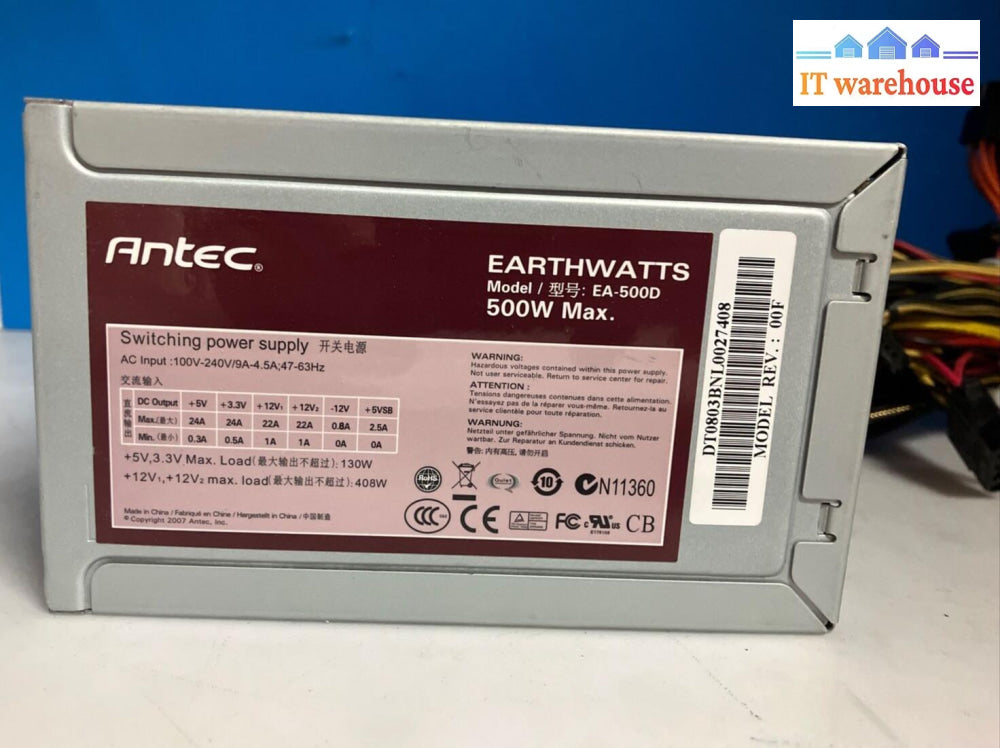 Antec Earthwatts 500W Ea-500D Switching Power Supply ~