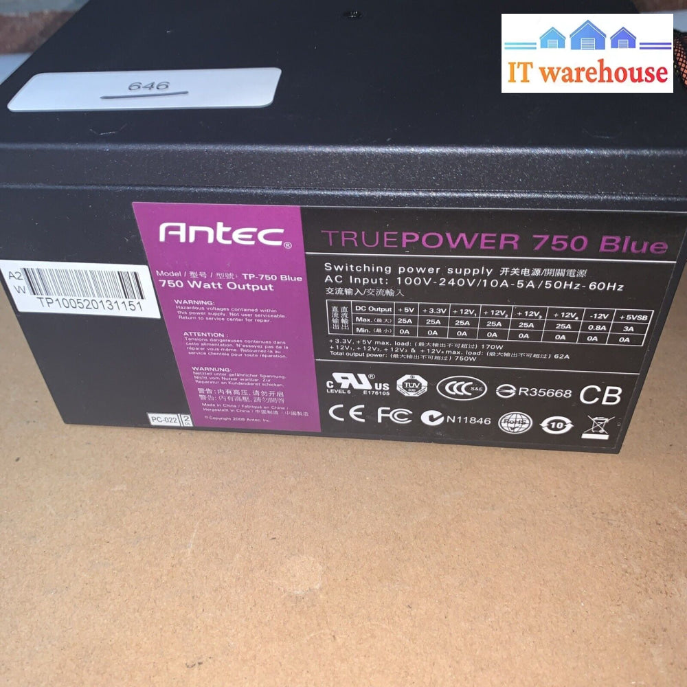 Antec Truepower Tp-750 Blue 750W Power Supply W/ Dual. 6 + 2 Pcie