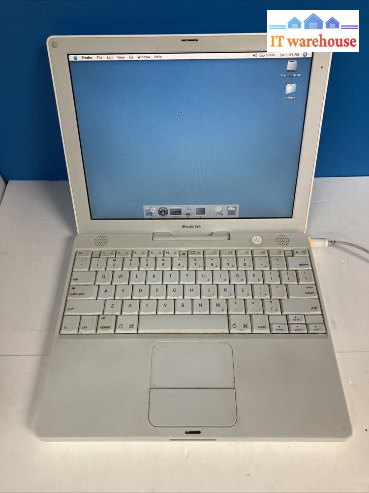 Apple Ibook G4 A1054 Laptop Powerpc Cpu / 640Mb Ram 30Gb Hdd Macos 10.4 ~