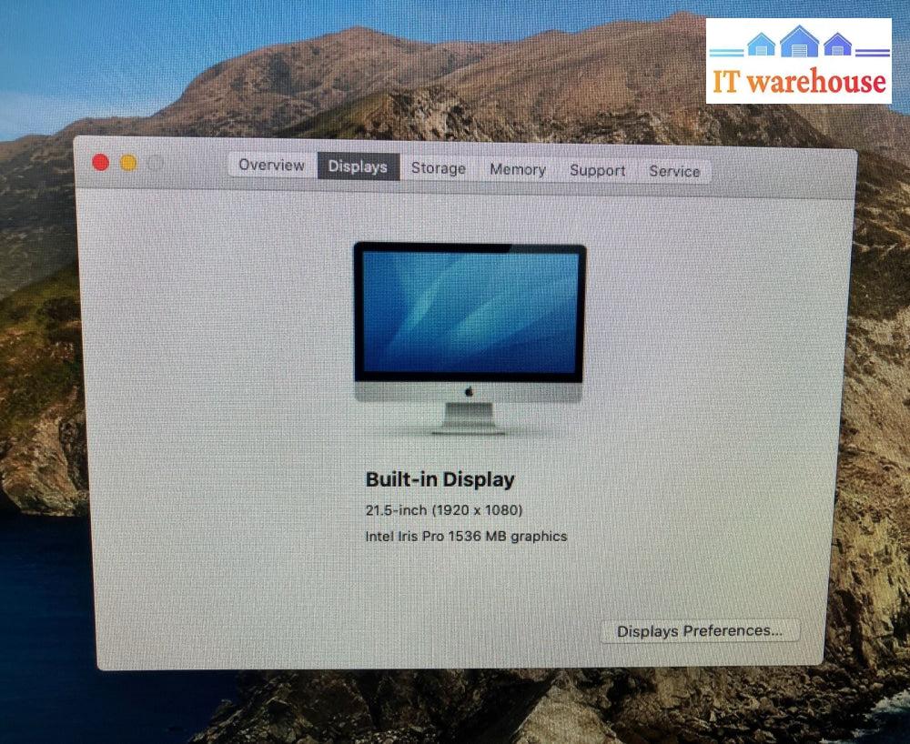 Apple Imac 21.5’ A1418 Aio Desktop Pc Intel I5-4570R Cpu / 8Gb Ram 1Tb Hdd ~