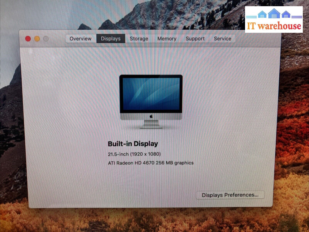 Apple Imac A1311 21.5’ 2010 Desktop I3-540 Cpu/ 8Gb Ram / 500Gb Hdd Os 10.13 ~