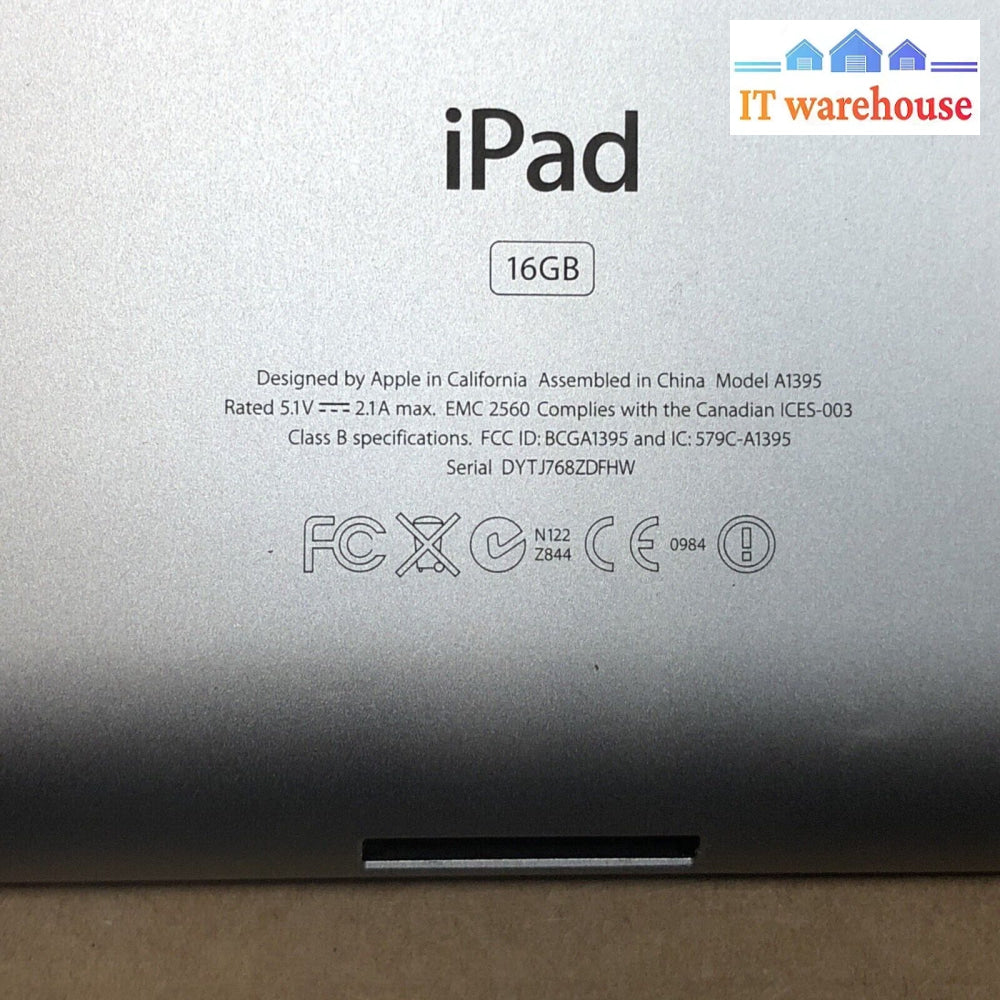 $ Apple Ipad 2 9.7’ A1395 16G