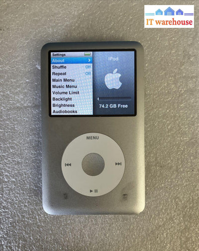 Apple Ipod Classic 6Th Generation A1238 Silver 80Gb *Tested/Works Great* ~