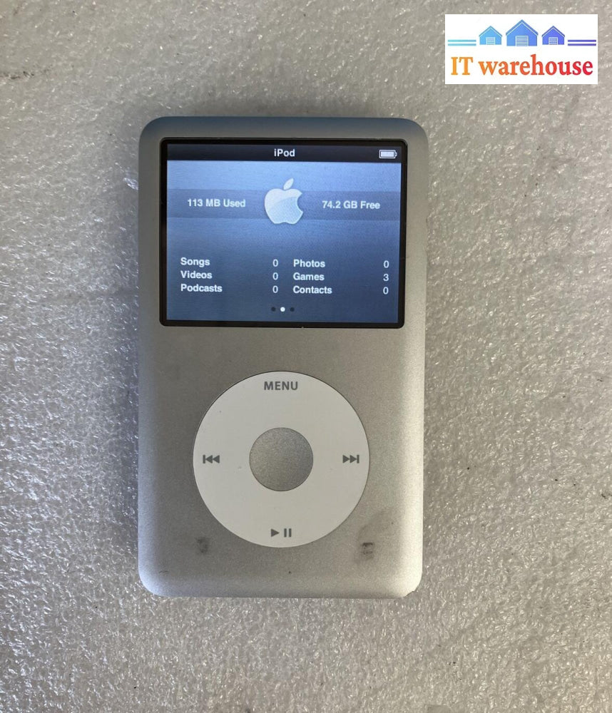 Apple Ipod Classic 6Th Generation A1238 Silver 80Gb *Tested/Works Great* ~