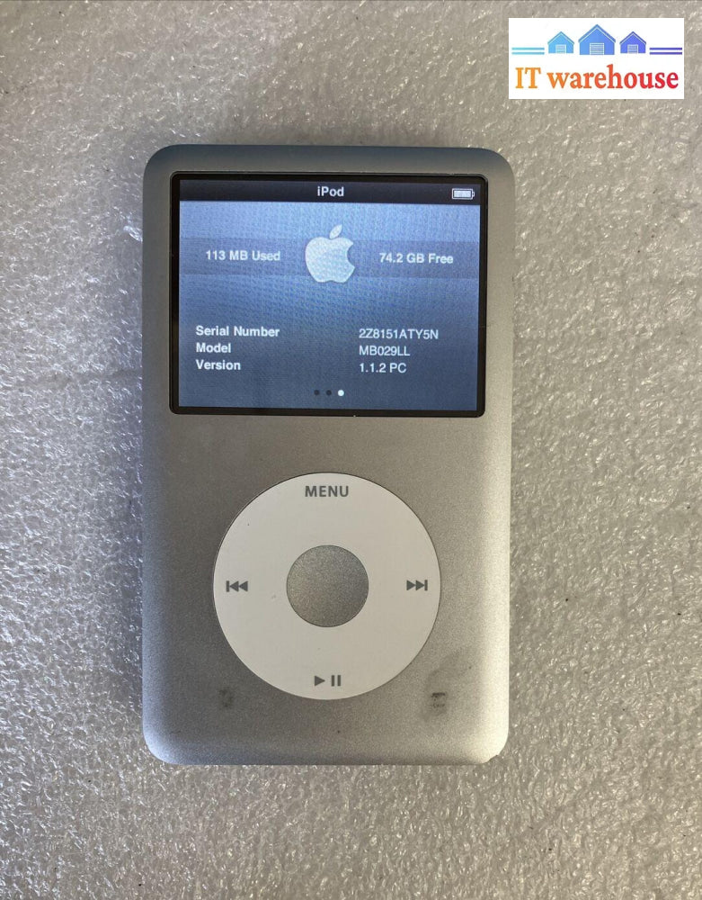 Apple Ipod Classic 6Th Generation A1238 Silver 80Gb *Tested/Works Great* ~