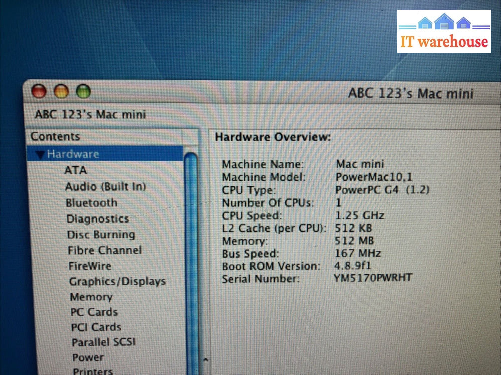 Apple Mac Mini A1103 Desktop Powerpc G4 Cpu/ 512Mb Ram/ 40Gb Hdd/ Os 10.4 ~