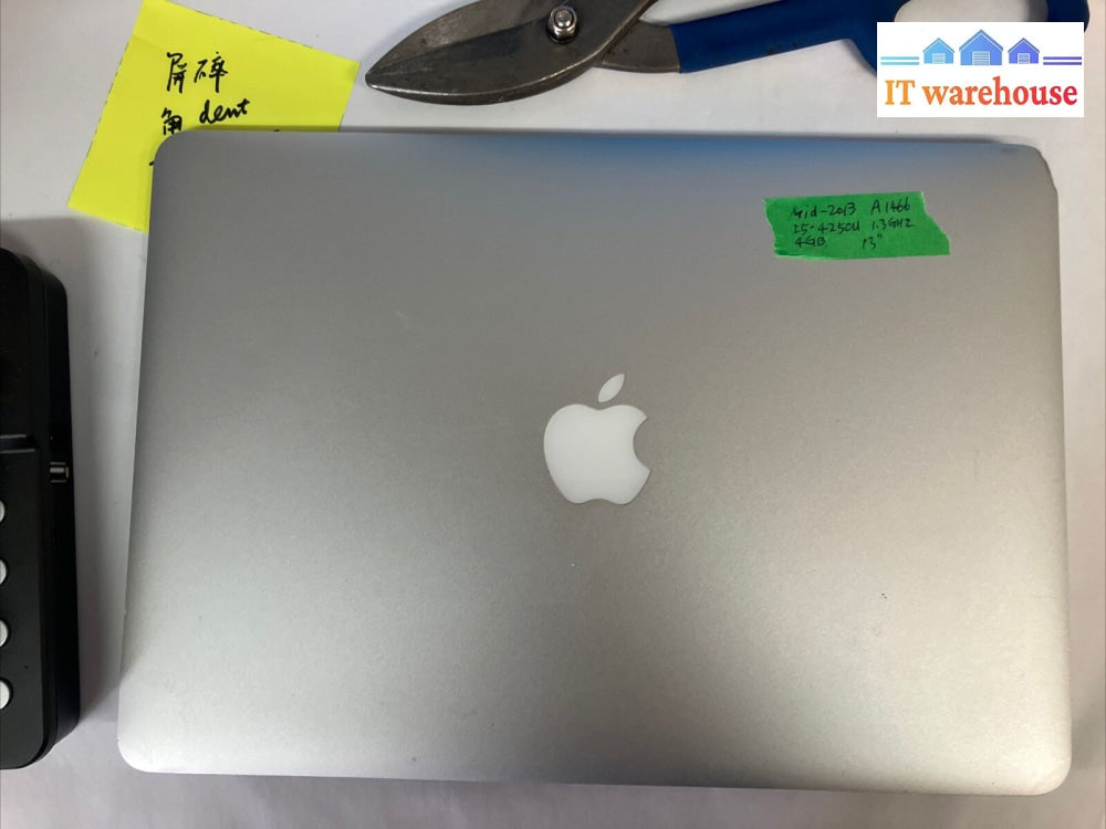 Apple Macbook Air A1466 Mid 2013 13’ Laptop I5-4250U Cpu 4Gb Ram No Ssd Read ~