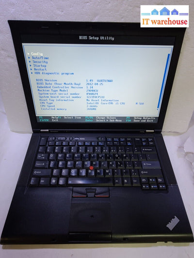 - (As Is) Lenovo Thinkpad T410S 14’ Laptop I5 M560 Cpu/ 2Gb Ram /No Hdd/No Caddy