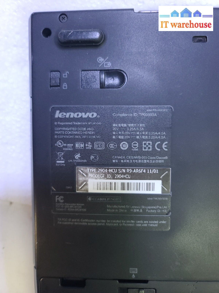 - (As Is) Lenovo Thinkpad T410S 14’ Laptop I5 M560 Cpu/ 2Gb Ram /No Hdd/No Caddy