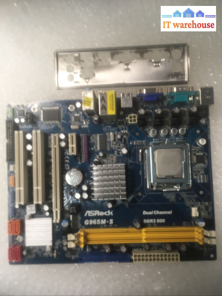 + Asrock G965M-S Ddr2 Atx Motherboard W/ Intel E5200 Cpu I/O Plate