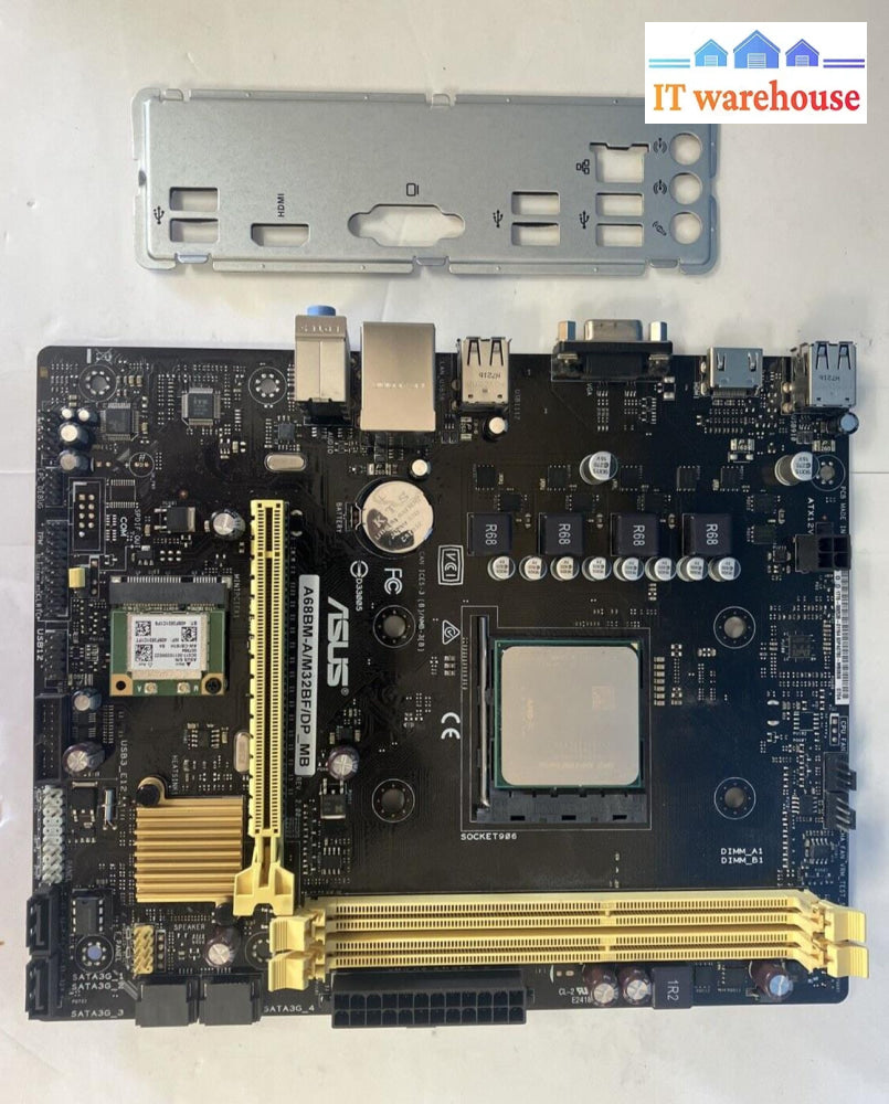 Asus A68Bm-A/M32Bf/Dp_Mb Fm2 + Motherboard With Amd A10-7800 R7 Cpu + Wifi Card ~