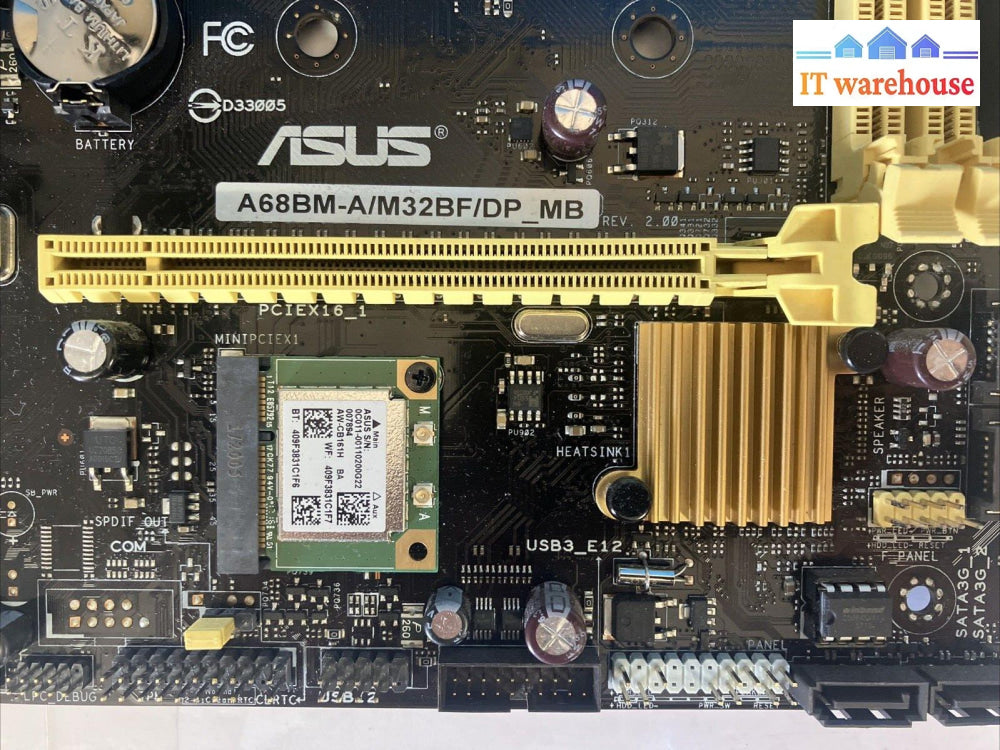 Asus A68Bm-A/M32Bf/Dp_Mb Fm2 + Motherboard With Amd A10-7800 R7 Cpu + Wifi Card ~