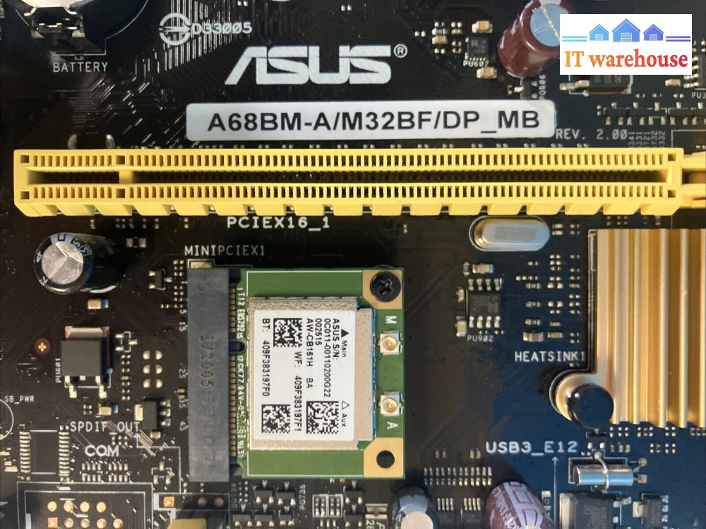 Asus A68Bm-A/M32Bf/Dp_Mb Fm2 + Motherboard With Wi-Fi Card + Amd A10-7800 R7 Cpu~