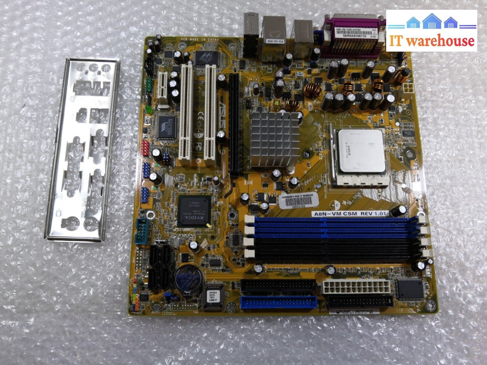 + Asus A8N-Vm Csm/Nbp Motherboard With I/O Plate & Amd Athlon 64 3500 2.2Ghz