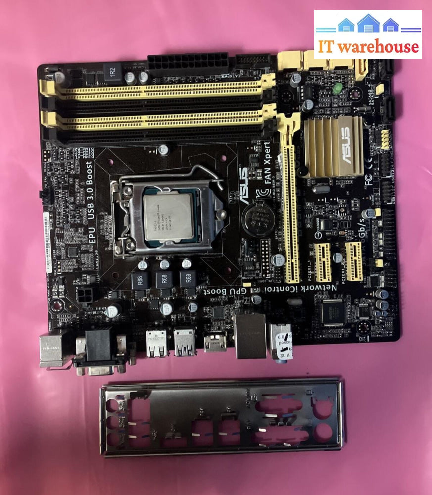 Asus B85M-G Lga 1150 Ddr3 Hdmi Vga Dvi Motherboard With Intel I5-4440 + Plate ~