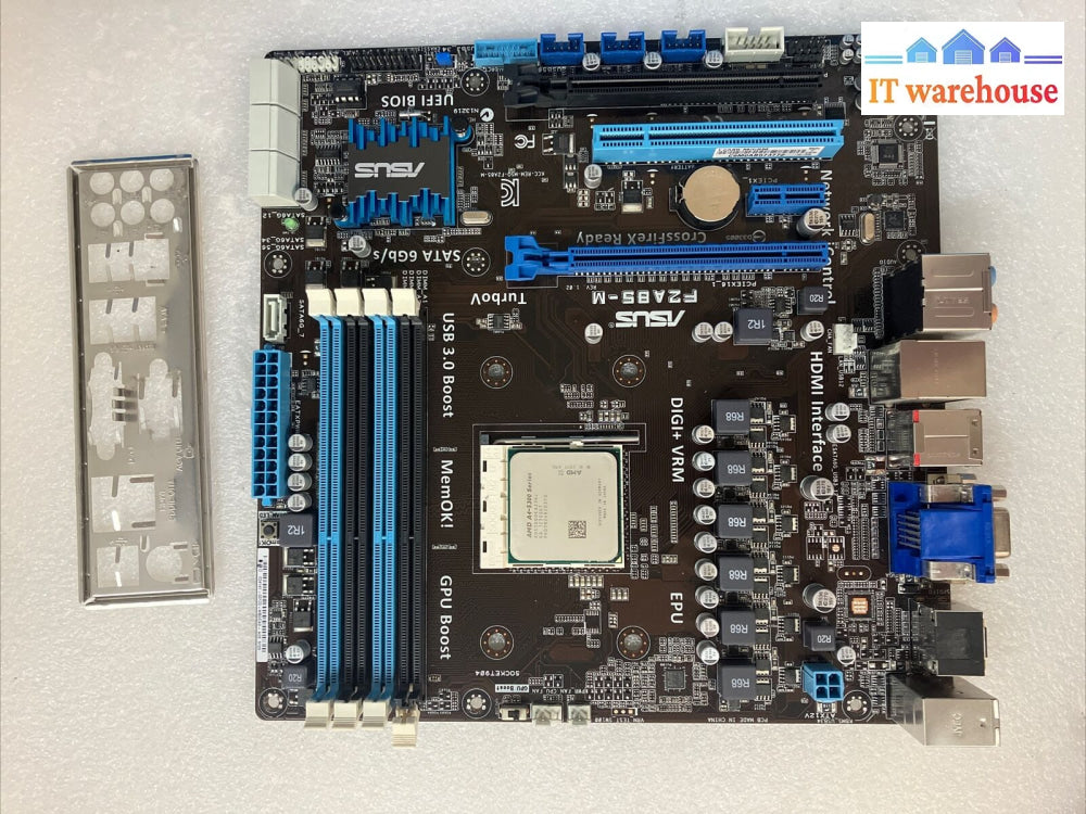 Asus F2A85-M Socket Fm2 Ddr3 M-Atx Motherboard With Amd A4-5300 Cpu & Io Plate ~