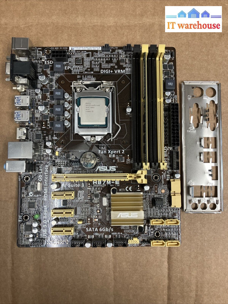 Asus H87M-E Lga1150 Motherboard + I3-4340 Cpu I/O Shield 4Gb Ram