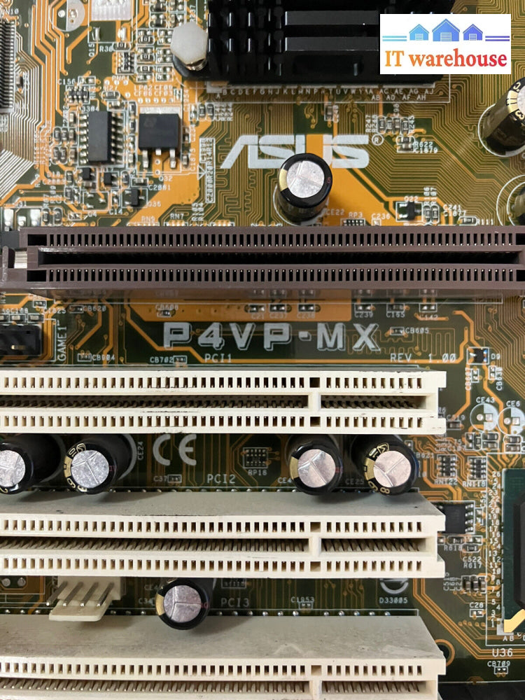 ~ Asus P4Vp-Mx Socket 478 Motherboard With Intel Pentium 4 Cpu And I/O Shield