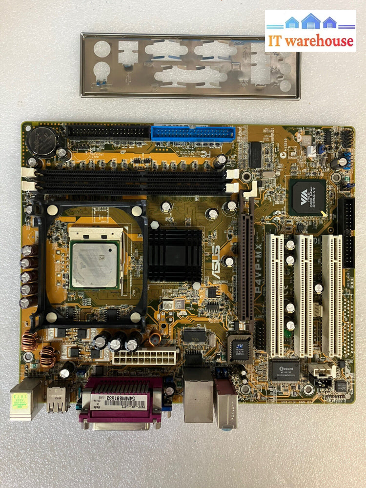 ~ Asus P4Vp-Mx Socket 478 Motherboard With Intel Pentium 4 Cpu And I/O Shield