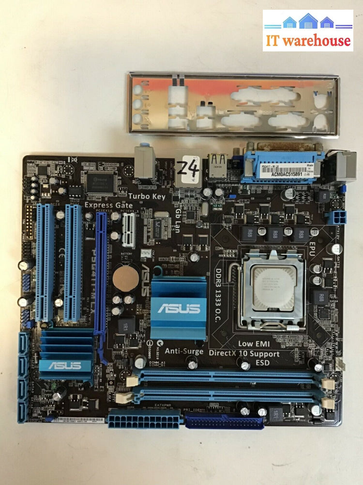 Asus P5G41T-M Lx Intel G41 Motherboard Lga 775 Ddr3 W/ E6700 + I/O Plate Tested