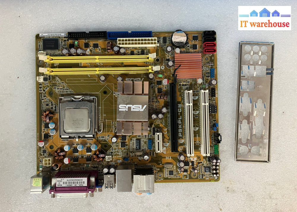 ~ Asus P5Kpl-Cm Lga775 Atx Ddr2 Motherboard With Pentium E5200 Cpu + I/O Shield