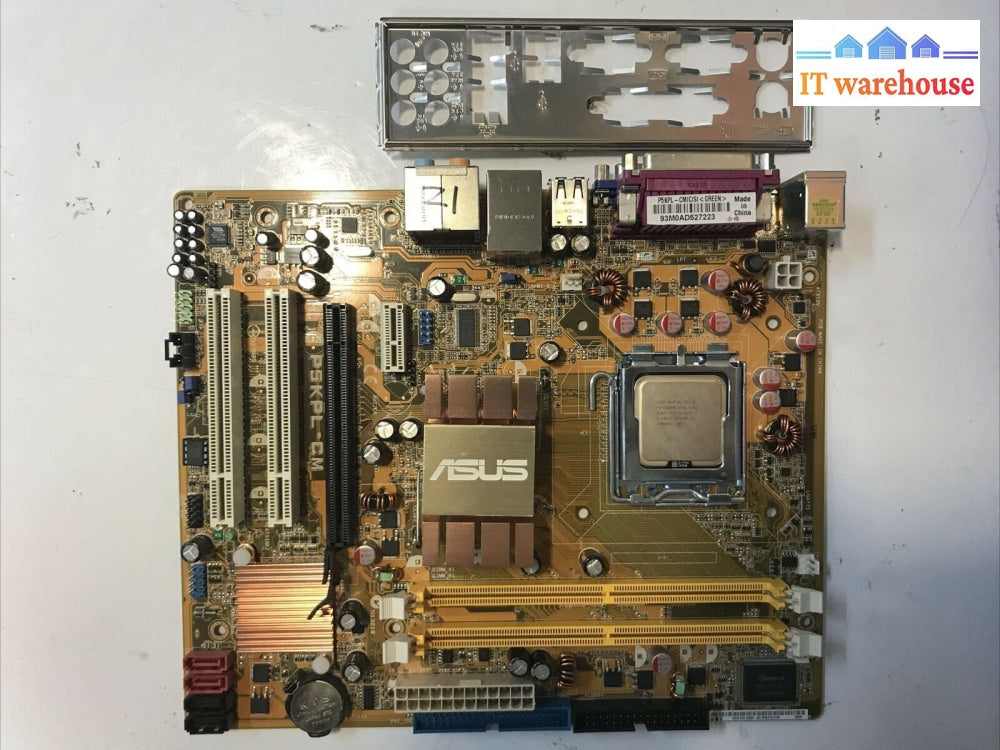 Asus P5Kpl-Cm Lga775 Atx Motherboard W/ E5200 2.5Ghz Cpu + I/O Shield Tested