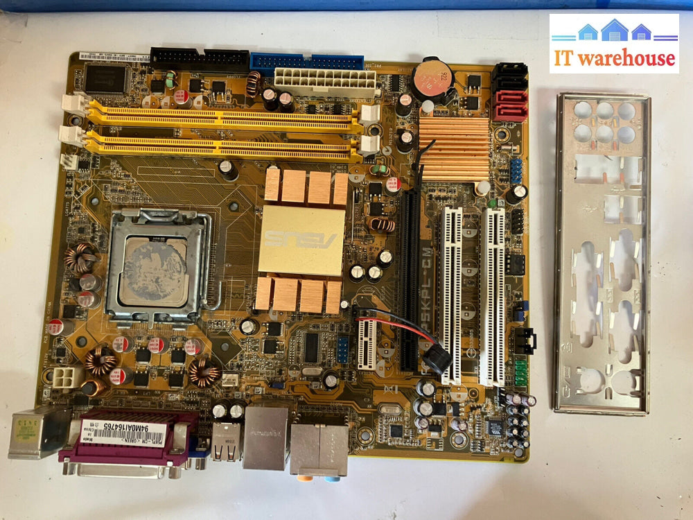 ~ Asus P5Kpl-Cm Lga775 Atx Motherboard With C2D E7400 Slb9Y Cpu + Io Plate