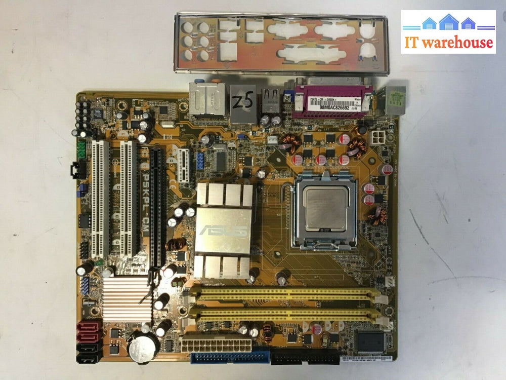 Asus P5Kpl-Cm Motherboard Intel G31 Lga775 Ddr2 W/ E5300 Cpu + I/O Shield Tested