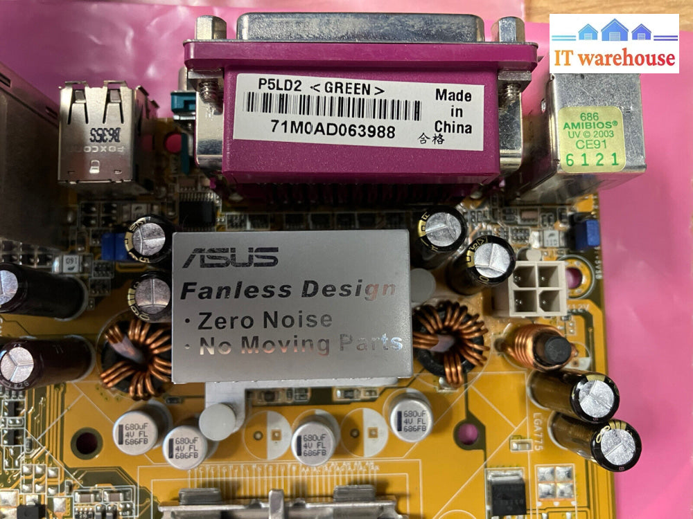 ~ Asus P5Ld2 Lga775 Socket Pcie Motherboard W/ Core 2 Duo 6300 + Io Plate