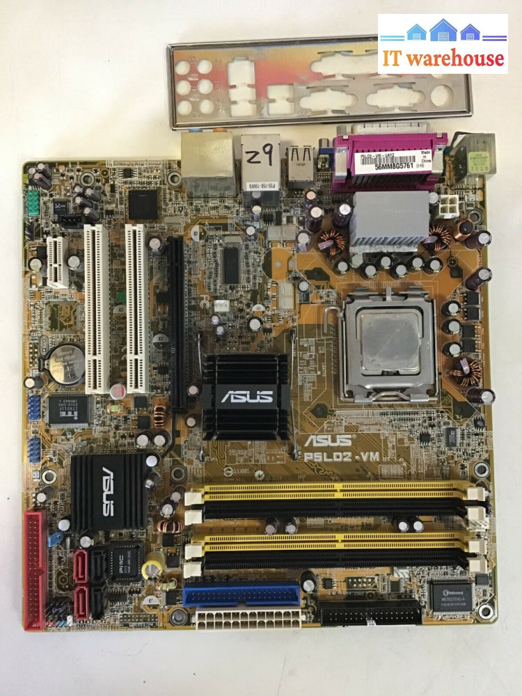 Asus P5Ld2-Vm Lga 775 Motherboard W/ Intel Pentium D 2.8Ghz Cpu + I/O Plate Tested