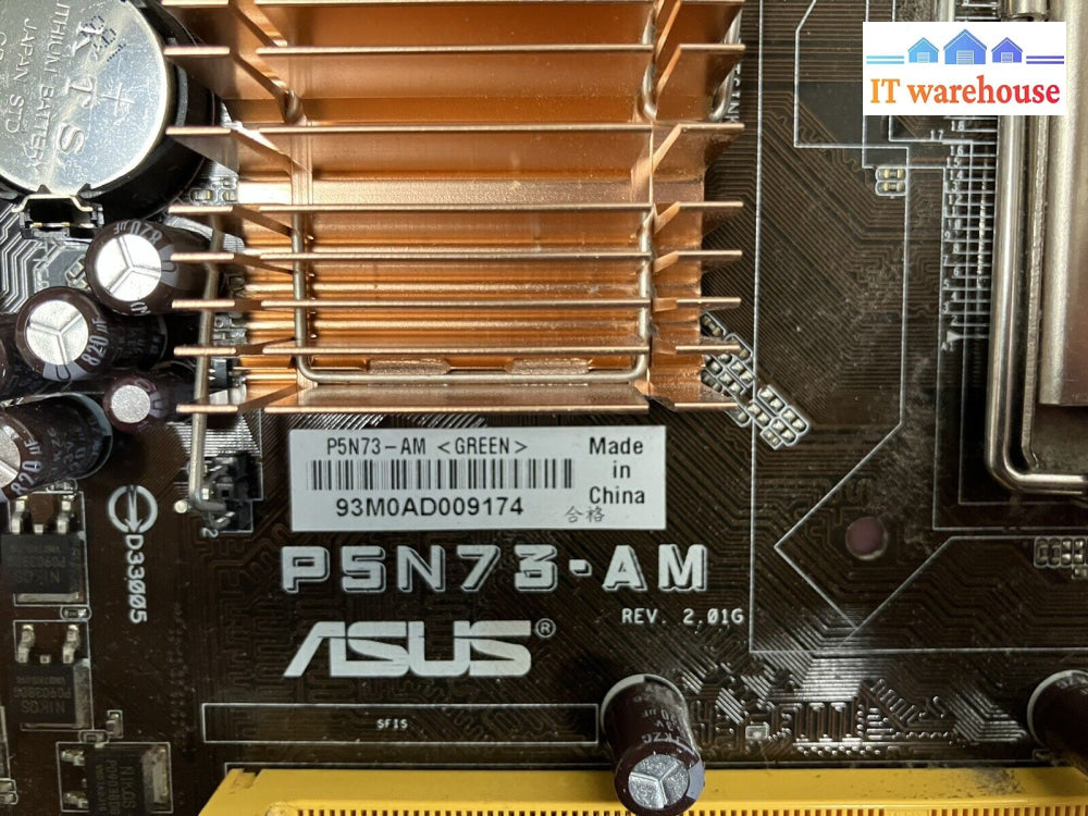 ~ Asus P5N73-Am Rev:2.01G Socket 775 Motherboard W/ E5200 Cpu + I/O Plate Tested