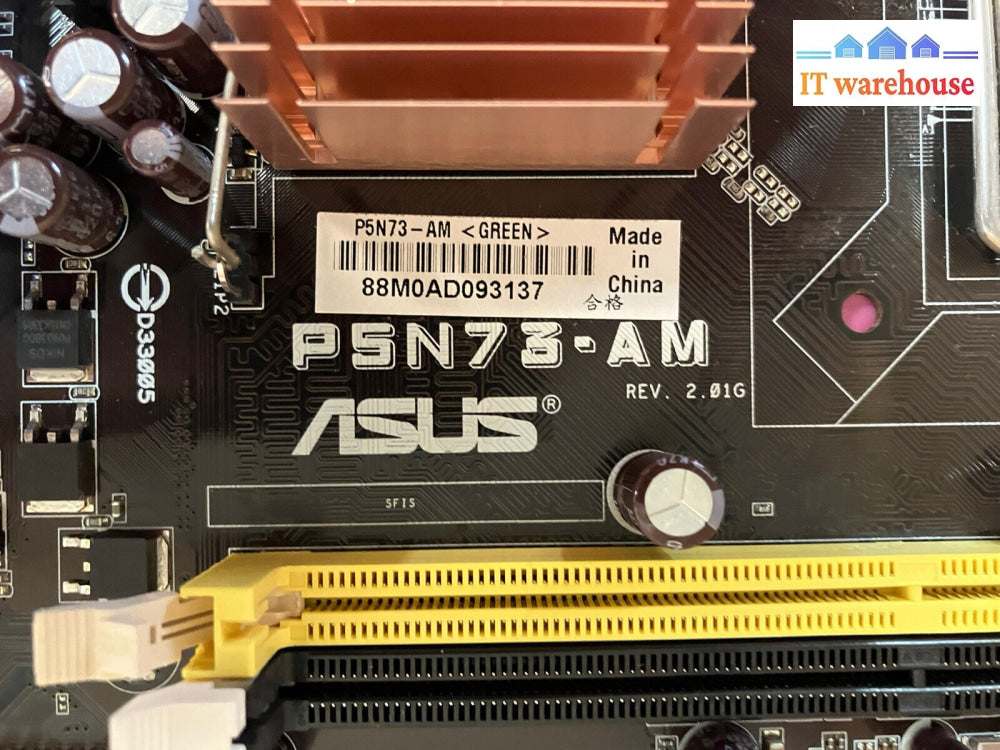 ~ Asus P5N73-Am Rev:2.01G Socket 775 Motherboard W/ E7300 Cpu + I/O Plate Tested