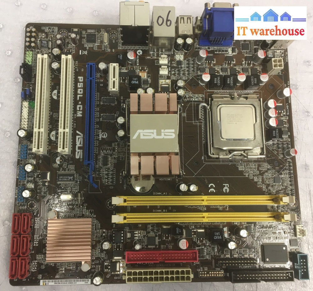 + Asus P5Ql-Cm Intel G43 Lga 775 Motherboard & I/0 Plate E5400 Cpu