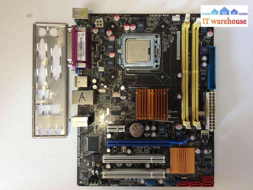 Asus P5Qpl-Am Lga 775 M-Atx Motherboard W/ E6500 2.93Ghz Cpu + I/O Shield Tested