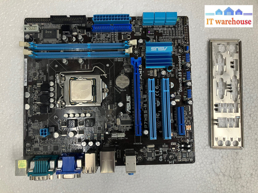 ~ Asus P7H55-M Le H55 Lga 1156 Ddr3 Motherboard W/ Intel I3-530 Cpu & Io Shield