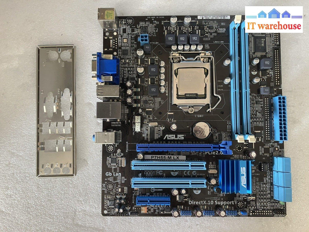 ~ Asus P7H55-M Lx Motherboard Lga1156 W/ Intel Core I3-540 + I/O Shield *Tested*