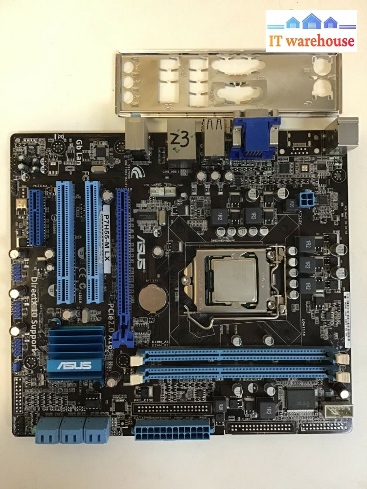 Asus P7H55-M Lx Motherboard W/ Intel I3-540 + I/O Shield Tested