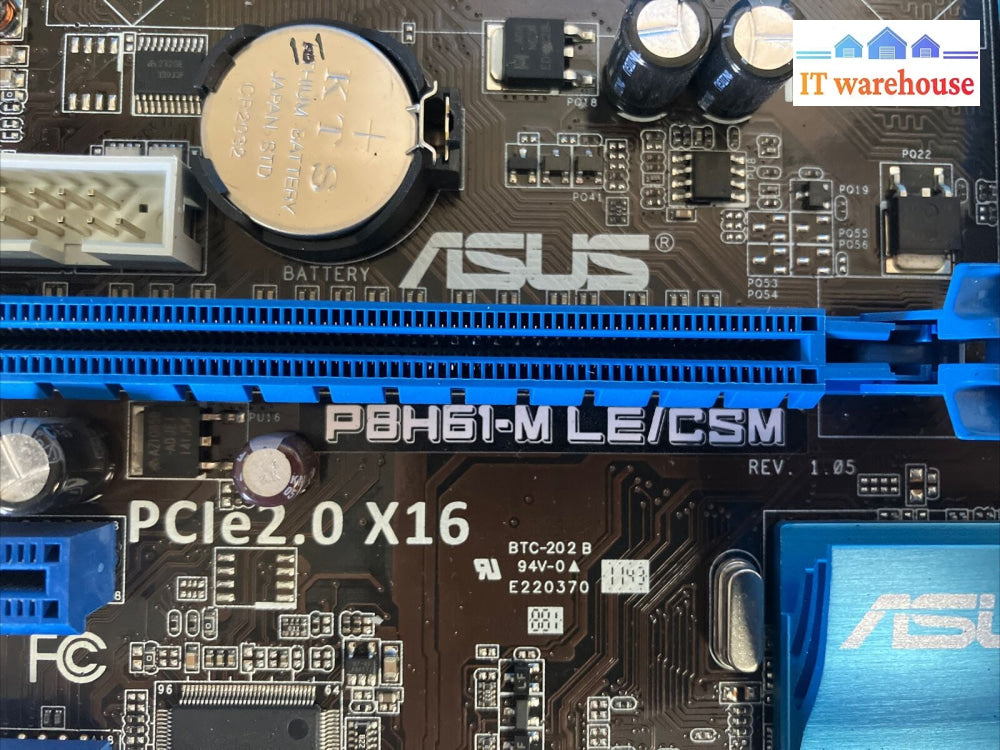 Asus P8H61-M Le/Csm Lga 1155 Ddr3 Motherboard With I3-2100 Cpu & I/O Shield ~