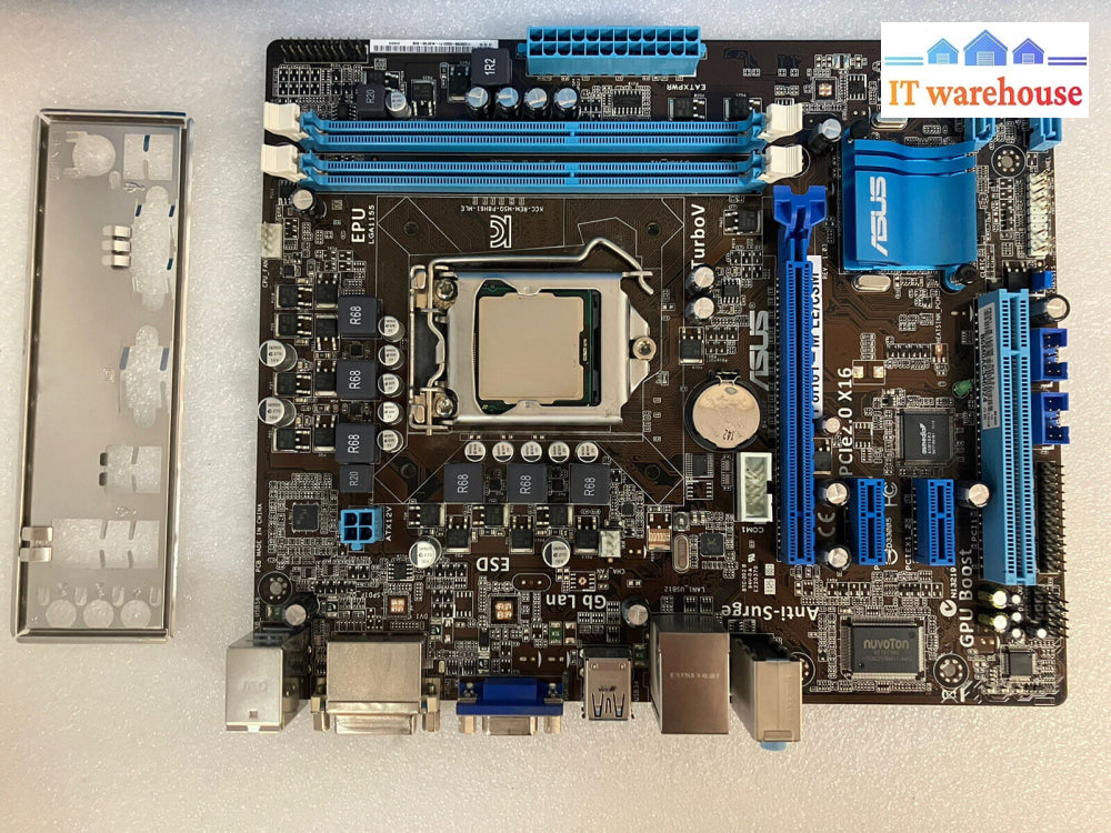 ~ Asus P8H61-M Le/Csm Lga1155 Matx Motherboard W/ Core I3-2100 Cpu + I/O Shield