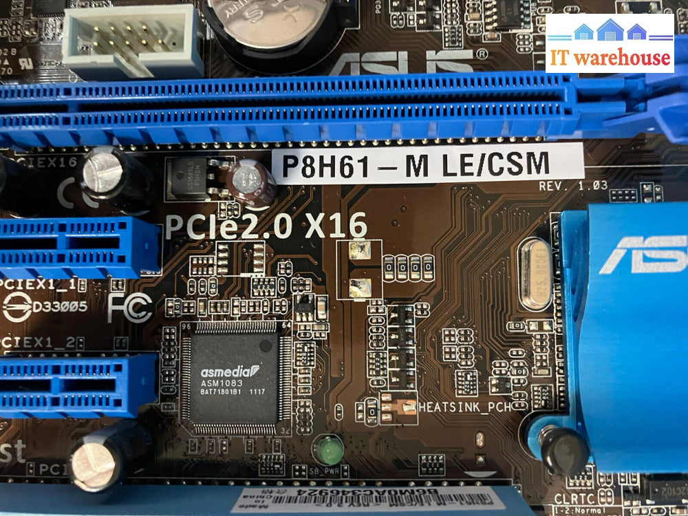 ~ Asus P8H61-M Le/Csm Lga1155 Matx Motherboard W/ Core I3-2100 Cpu + I/O Shield