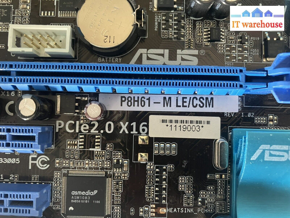 ~ Asus P8H61-M Le/Csm Motherboard Lga 1155 Ddr3 Matx W/ Core I5-2300 & Io Plate