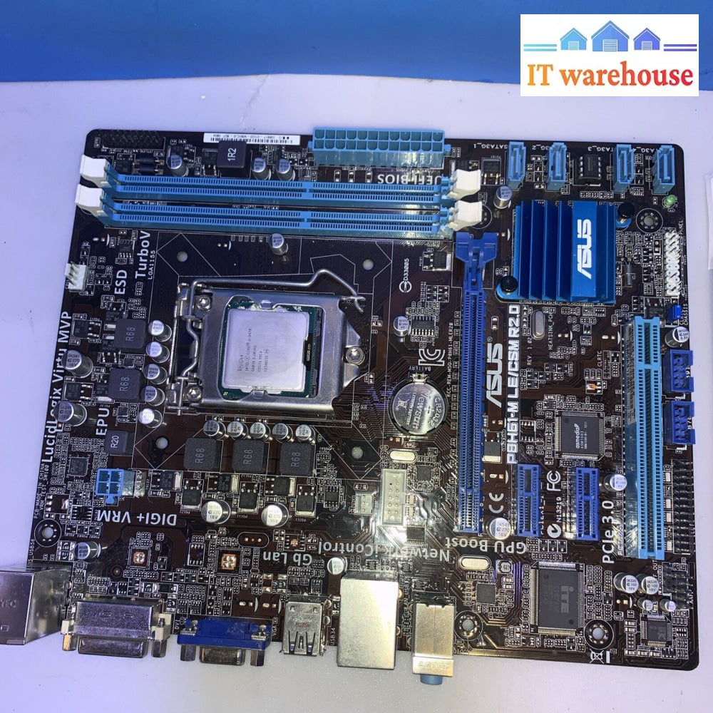 Asus P8H61-M Le/Csm R2.0 Intel H61 Lga1155 Motherboard W/ I/O Plate & Cpu