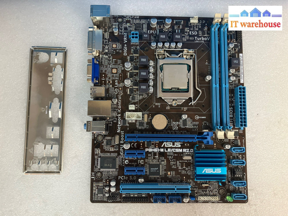 ~ Asus P8H61-M Le /Csm R2.0 Motherboard Lga 1155 Ddr3 W/ I3-3240 Cpu & Io Shield