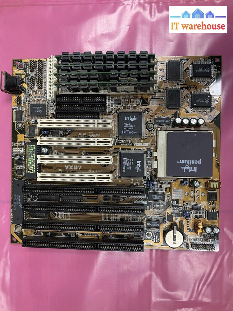 ~ Asus Vx97 Rev 1.01 Socket 7 Motherboard/ System Board W/ Pentium Sy022 + 4 Dram