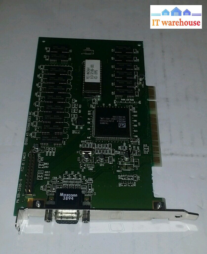 Ati 109-33100-10 Pci Mach64 Video Adapter Chipset 215Ct22200 Tested