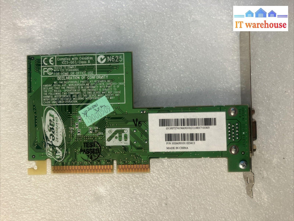 ~ Ati Rage 128 Graphics Display Video Card Vga 109-66500-00 32Mb Agp