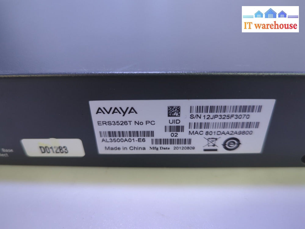 - Avaya Ethernet Routing 3526T 24 Port Network Switch