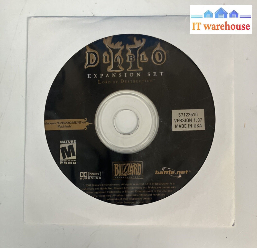 Blizzard Diablo Ii Expansion Set Loard Of Destruction Version 1.07 Video Game ~