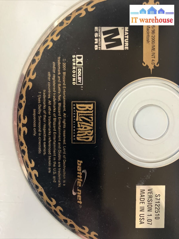 Blizzard Diablo Ii Expansion Set Loard Of Destruction Version 1.07 Video Game ~