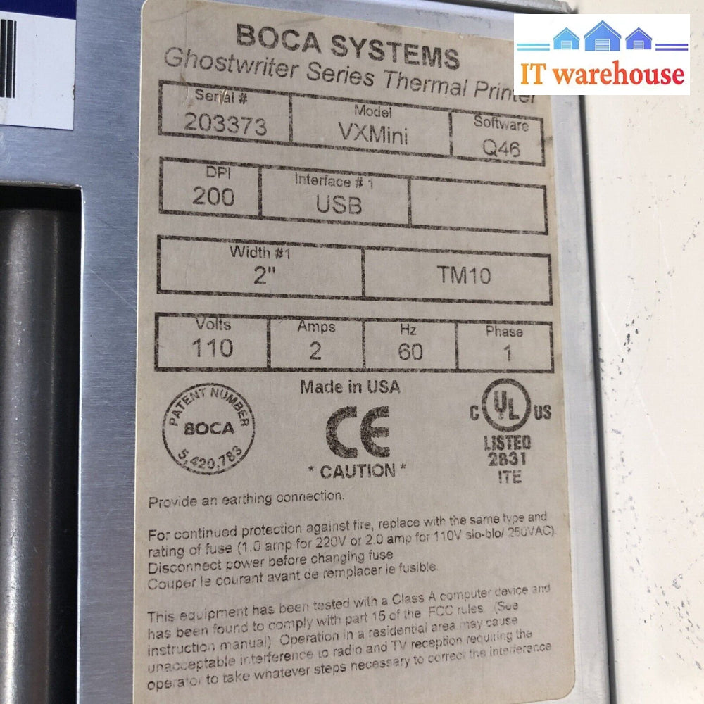 $ Boca Systems Ghostwriter Vxmini Thermal Label Printer